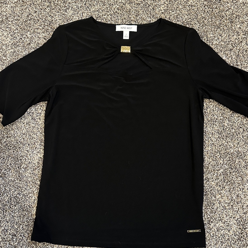 Nine West Black Blouse with Gold Accent